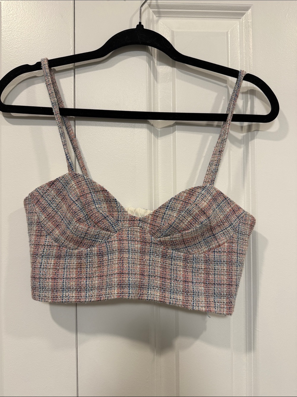 Zara Pastel Multicolor Tweed Bustier Top